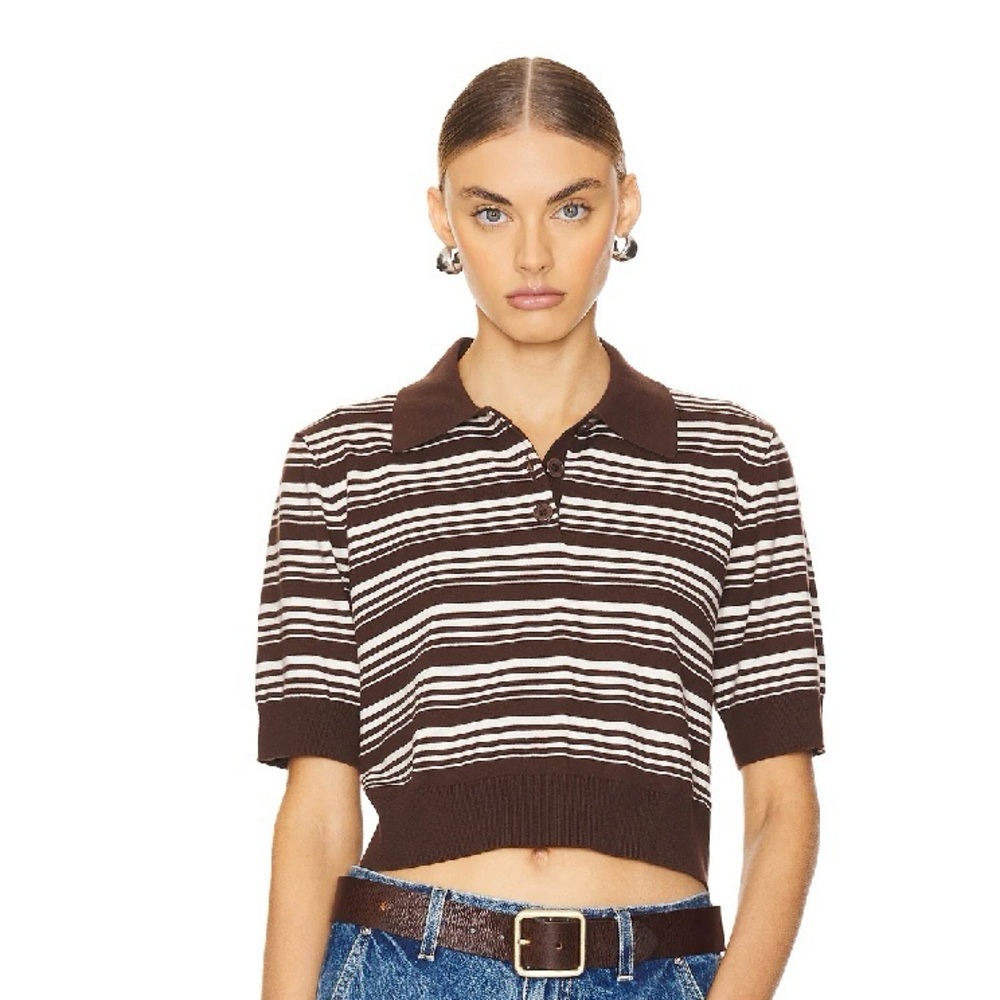 Lovers + Friends Sheeva Stripe Polo Crop Top